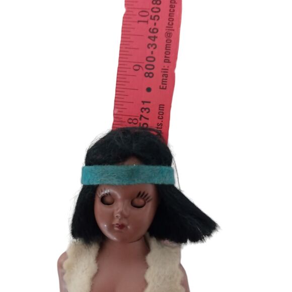 Vintage Native American Mexican Souvenir Doll Red Pants Sleep Eyes 8" Posable - Picture 6 of 12